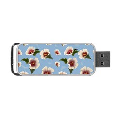 Delicate Hibiscus Flowers On A Blue Background Portable Usb Flash (one Side) by SychEva