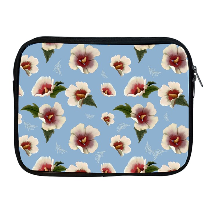delicate hibiscus flowers on a blue background Apple iPad 2/3/4 Zipper Cases