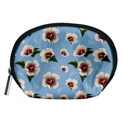 Delicate Hibiscus Flowers On A Blue Background Accessory Pouch (medium) by SychEva