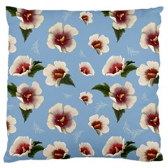 Delicate Hibiscus Flowers On A Blue Background Standard Flano Cushion Case (two Sides) by SychEva