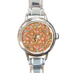 Watercolor fruit Round Italian Charm Watch