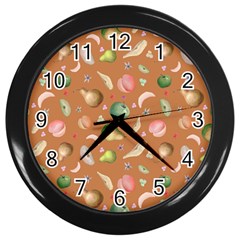 Watercolor fruit Wall Clock (Black)