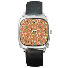 Watercolor Fruit Square Metal Watch by SychEva