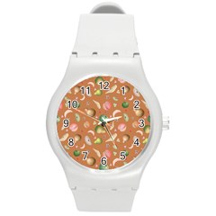 Watercolor fruit Round Plastic Sport Watch (M)