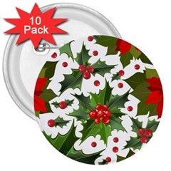 Christmas Berry 3  Buttons (10 Pack)  by goljakoff