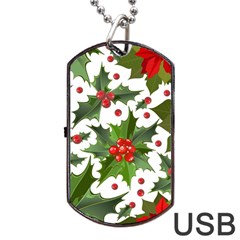 Christmas Berry Dog Tag Usb Flash (one Side) by goljakoff