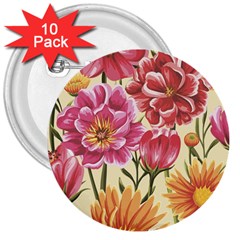 Flowers 3  Buttons (10 Pack)  by goljakoff