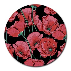 Poppy Flowers Round Mousepads by goljakoff