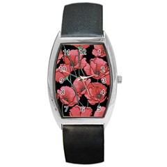 Poppy Flowers Barrel Style Metal Watch by goljakoff