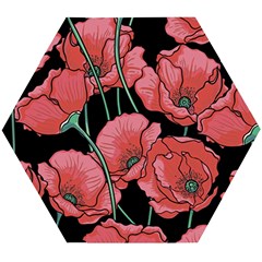 Poppy Flowers Wooden Puzzle Hexagon by goljakoff