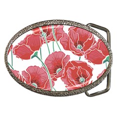 Red Poppy Flowers Belt Buckles by goljakoff