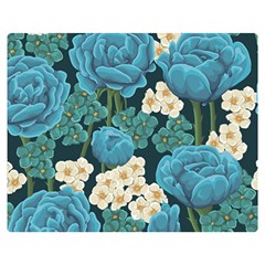 Blue Flowers Double Sided Flano Blanket (medium)  by goljakoff