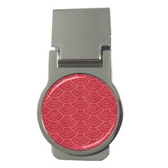 Red Sashiko Ornament Money Clips (round) 