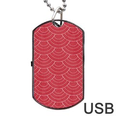 Red Sashiko Ornament Dog Tag Usb Flash (one Side) by goljakoff