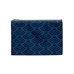 Blue Sashiko Plaid Cosmetic Bag (medium) by goljakoff