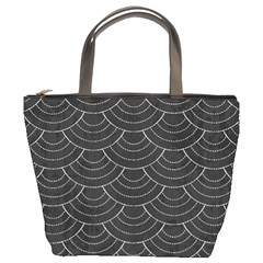 Black Sashiko Pattern Bucket Bag by goljakoff