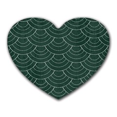 Green Sashiko Pattern Heart Mousepads by goljakoff