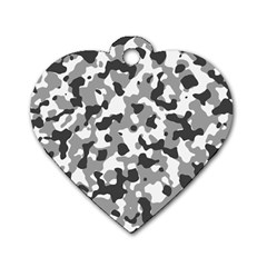 Camouflage Gris/blanc Dog Tag Heart (one Side)
