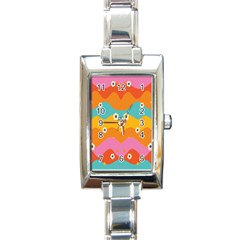 Floral Geometric Pattern Rectangle Italian Charm Watch by designsbymallika