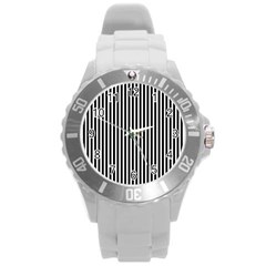 Bande noir/blanc  Round Plastic Sport Watch (L)