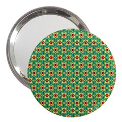 Green Floral Pattern 3  Handbag Mirrors by designsbymallika