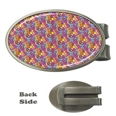 Groovy Floral Pattern Money Clips (Oval) 