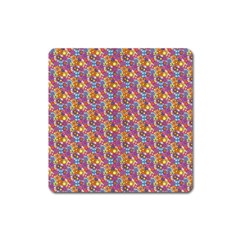 Groovy Floral Pattern Square Magnet