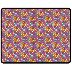 Groovy Floral Pattern Double Sided Fleece Blanket (medium)  by designsbymallika