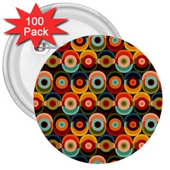 Multicolor Geometric Pattern 3  Buttons (100 Pack)  by designsbymallika