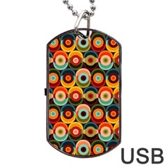 Multicolor Geometric Pattern Dog Tag Usb Flash (one Side) by designsbymallika