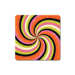 Psychedelic Groovy Orange Square Magnet by designsbymallika