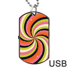 Psychedelic Groovy Orange Dog Tag Usb Flash (one Side) by designsbymallika