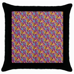 Summer Floral Pattern Throw Pillow Case (black) by designsbymallika