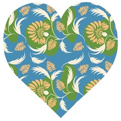 Folk Floral Pattern  Flowers Print  Wooden Puzzle Heart by Eskimos