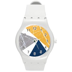Pattern Abstrait Effet Bleu/jaune Round Plastic Sport Watch (m) by kcreatif