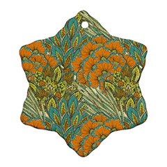 Orange Flowers Snowflake Ornament (two Sides) by goljakoff