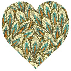 Green leaves Wooden Puzzle Heart