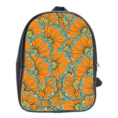 Orange Flowers School Bag (large) by goljakoff