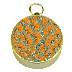 Orange Flowers Gold Compasses by goljakoff