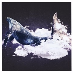 Blue Whale Dream Wooden Puzzle Square by goljakoff