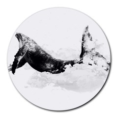 Blue Whale In Clouds Round Mousepads by goljakoff