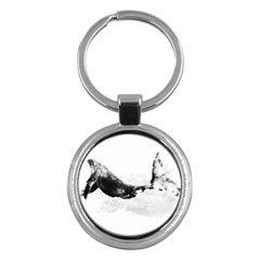Blue Whale In Clouds Key Chain (round) by goljakoff