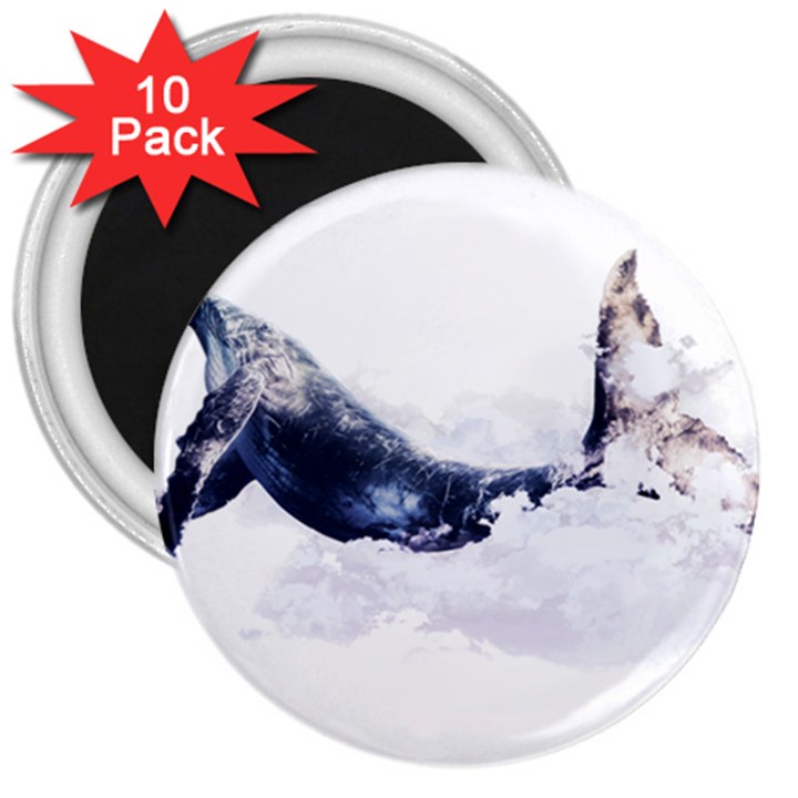 Blue whale 3  Magnets (10 pack) 