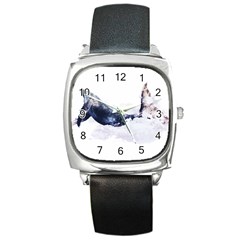 Blue Whale Square Metal Watch by goljakoff
