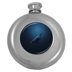 Blue Whales Round Hip Flask (5 Oz) by goljakoff