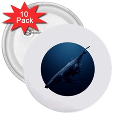 Blue Whales 3  Buttons (10 Pack)  by goljakoff