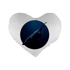 Blue Whales Standard 16  Premium Heart Shape Cushions by goljakoff