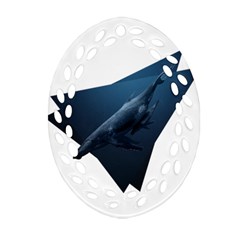 Whales In Deep Ocean Ornament (oval Filigree) by goljakoff
