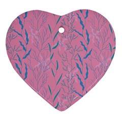 Undersea World  Plants And Starfish Heart Ornament (two Sides) by SychEva