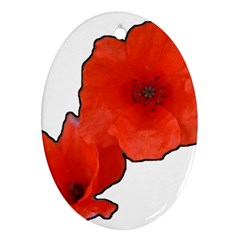 Coquelicots Fleurs Oval Ornament (two Sides)